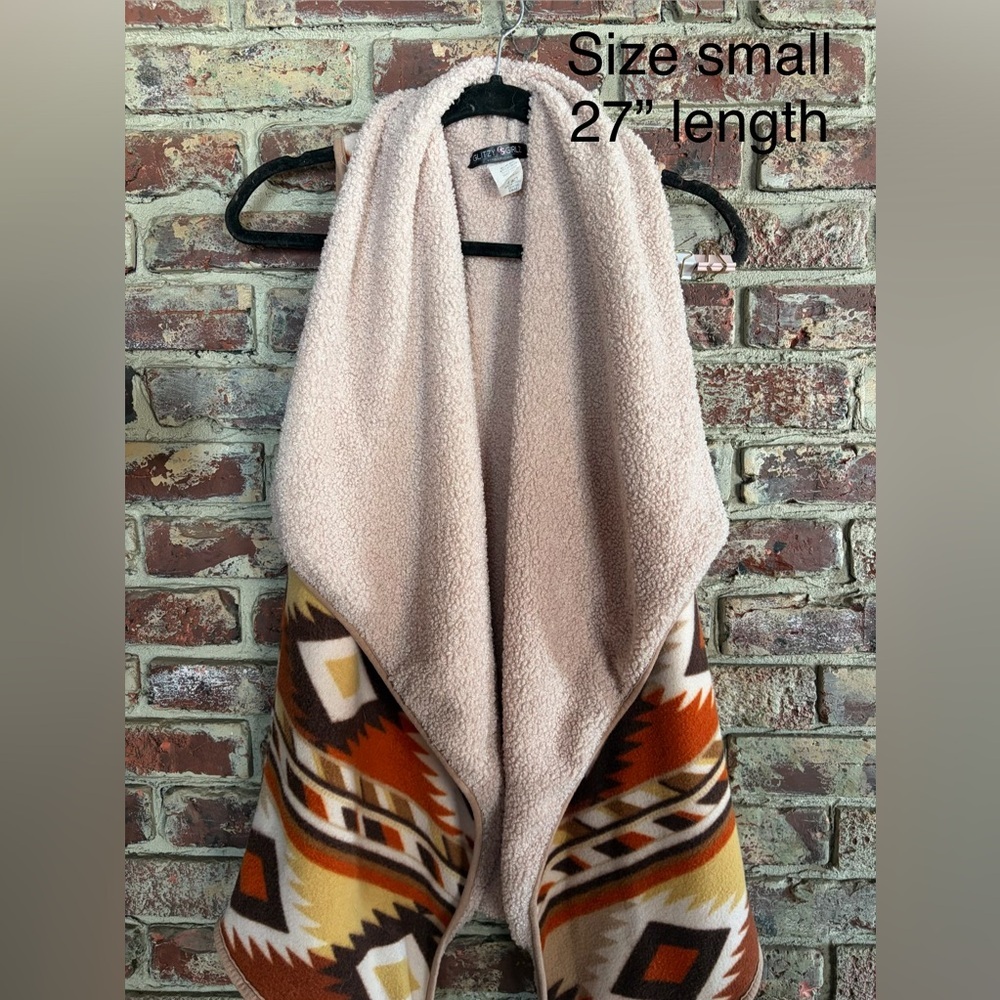 Glitzy Girlz Aztec Sherpa Vest Southwestern Open Front Fleece Bout